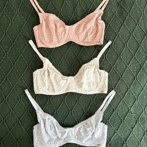Set of 3 Floral Lacey Underwire Bralettes